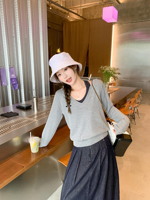 <曾小咸推荐>4.6现货秒杀！微信超特价！韩系牛仔半身裙 日常229.99 立减130 秒杀99.99！2色针织衫 秒杀79.99 商品图5