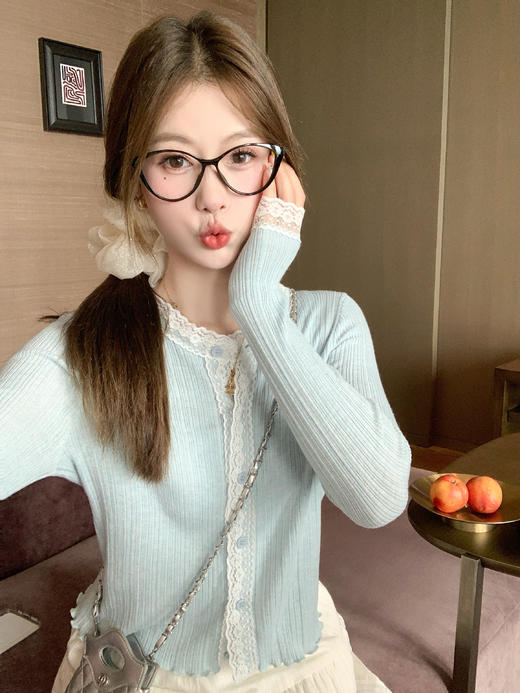 <曾小咸推荐>4.3现货秒杀！微信超特价！韩系慵懒风软糯蕾丝边长袖T恤 日常179.99 立减100 秒杀79.99！ 商品图11