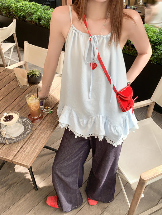 <曾小咸推荐>4.7现货秒杀 ！微信超特价！荷叶边吊带背心 日常199.99 立减110 秒杀89.99！！ 商品图11