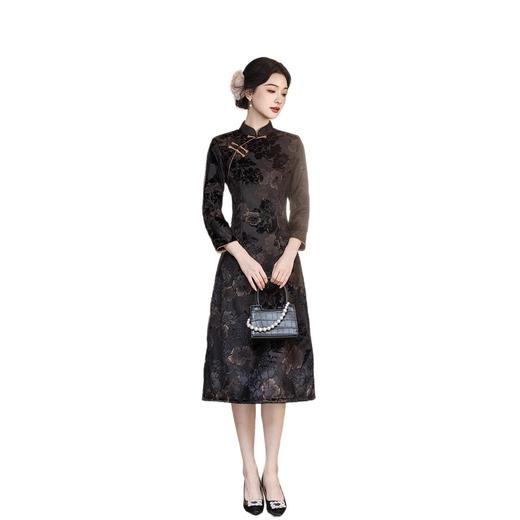SYK23041 提花A版旗袍 2025秋冬新款复古国风改良新中式日常可穿中老年旗袍 商品图4