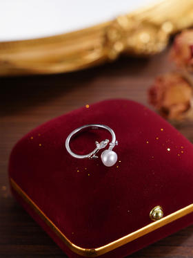 子佩集【叶柔】S925银珍珠戒指【JL071203】珍珠叶子锆石2509