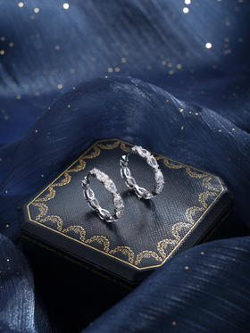 子佩集【清波水影】S925银耳环【Z16397】时尚扣环圆圈锆石2509