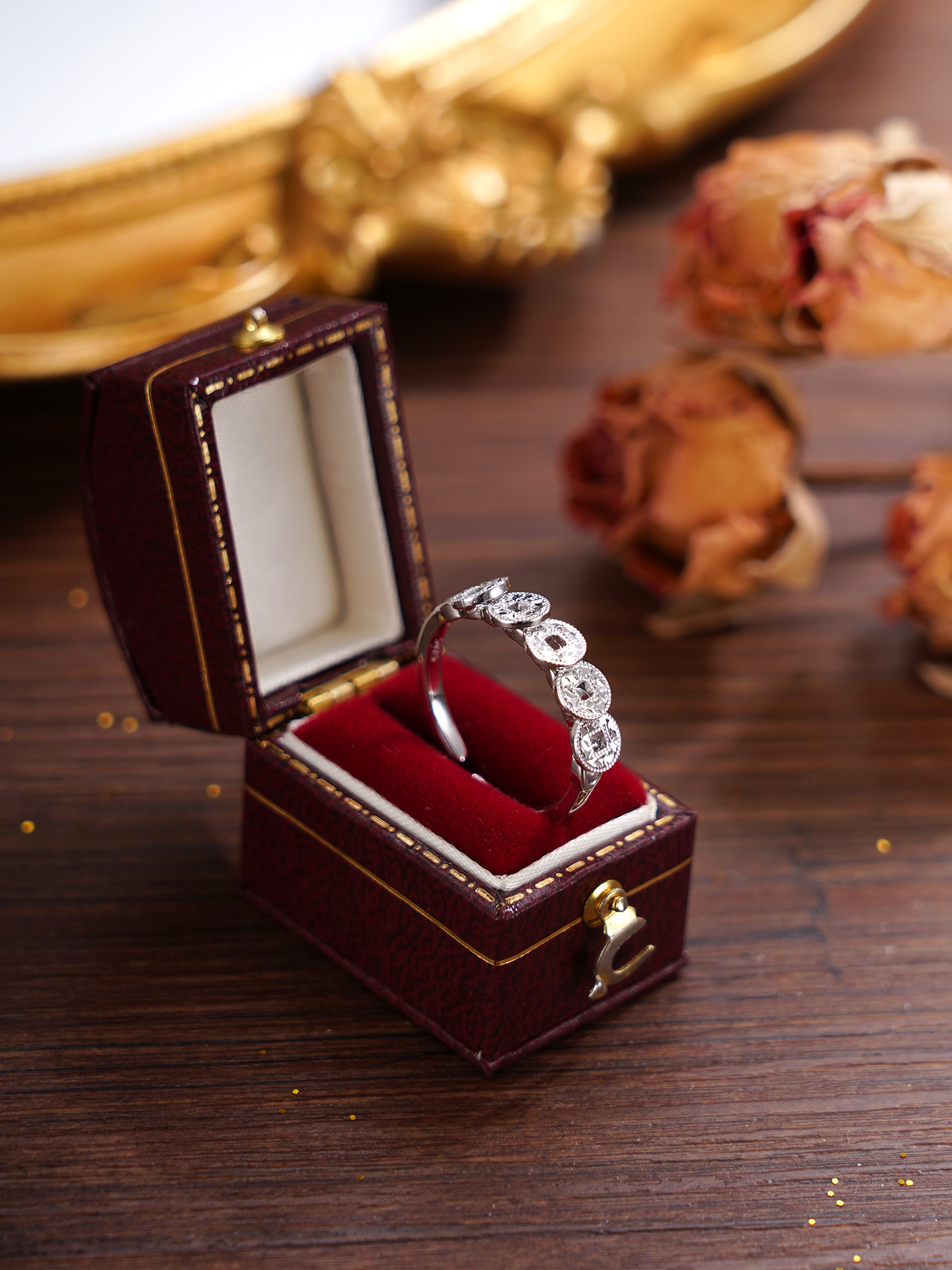 子佩集【财运连连】S925银戒指【FYJ-0613100】时尚招财五连环钱币2509