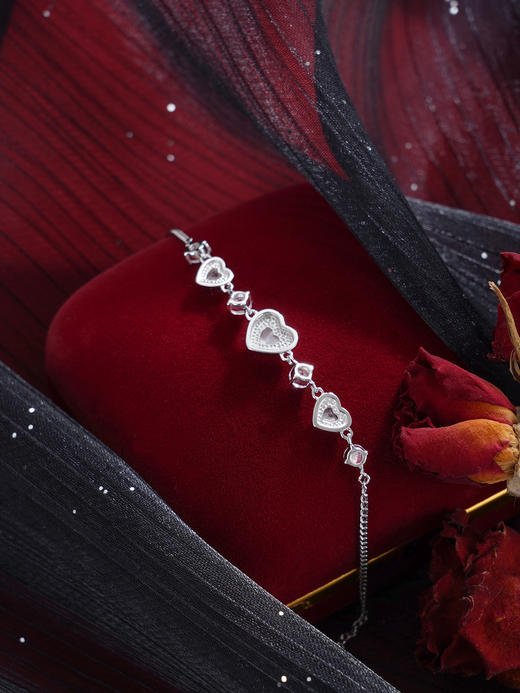 子佩集【心心相映】S925银手链【SL070461】时尚猫眼石爱心2509 商品图6