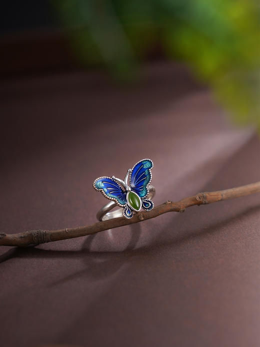 子佩集【梦幻蝶恋】S925银戒指【JZ00378】蝴蝶珐琅彩和田碧玉2509 商品图7