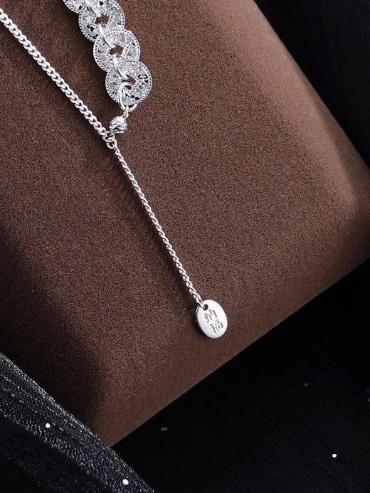 子佩集【纳福招财】S925银套链【XL070284】五连环招财钱币项链2509 商品图5