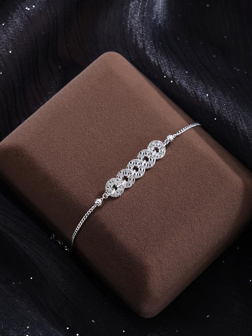 子佩集【五路财源】S925银手链【SL0704188】五连环招财钱币2509 商品图6