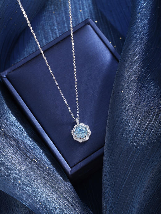 子佩集【蓝调旋律】S925银套链【YL-7466】时尚玫瑰切锆石项链2509 商品图4