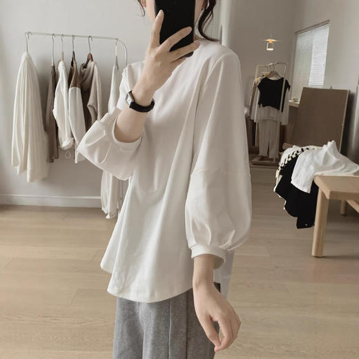 春季新款 宽松减龄显瘦小清新简约七分袖棉质上衣 商品图2