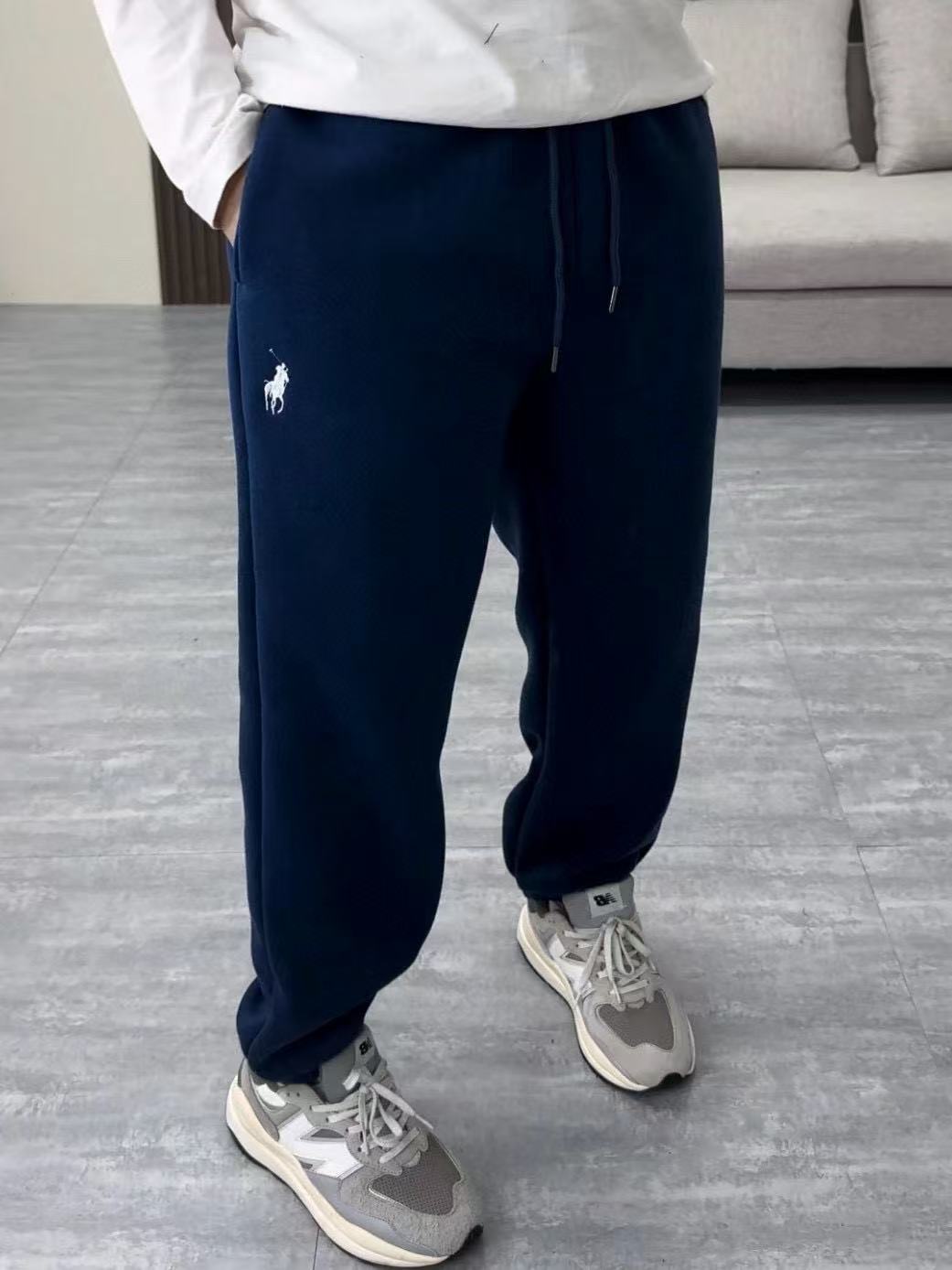 付款减库存，零下30度无压力！羊羔毛！超厚款！ RL拉夫 2色男女同款小马刺绣束脚休闲加绒卫裤长裤