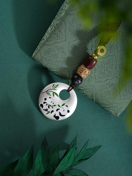 子佩集【竹福平安】S999银钥匙扣【DZ1255】熊猫平安扣福字竹子珐琅彩2509 商品图1