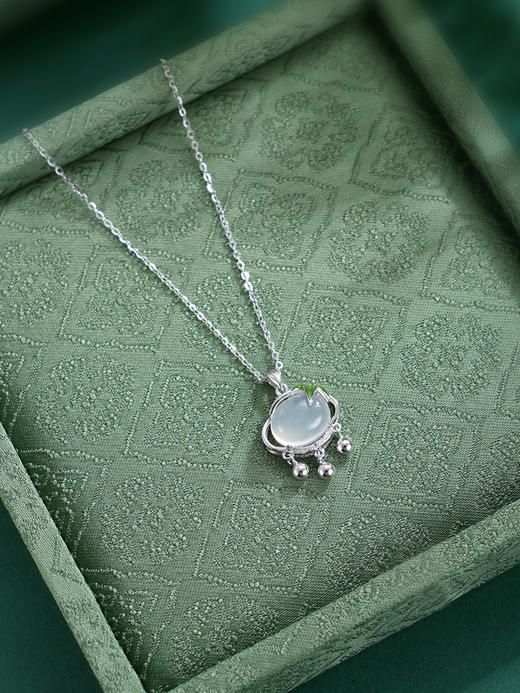 子佩集【竹锁清欢】S925银套链【XL090299】白玉髓锁珐琅彩竹叶项链2509 商品图2