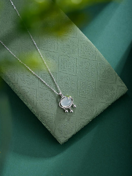 子佩集【竹锁清欢】S925银套链【XL090299】白玉髓锁珐琅彩竹叶项链2509 商品图3