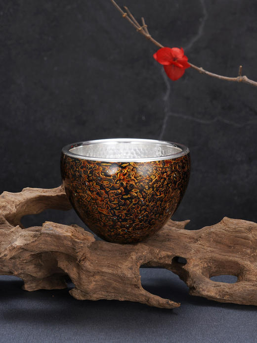 子佩集【波澜妙趣】S999银摆件【CHABEI0001058】茶具品茗杯锤纹原创作品2509 商品图5