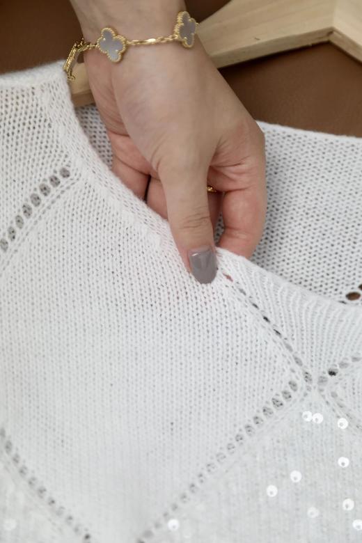 老米优品🎈3-7天发！高端系列《新西兰绵羊毛🐏⭐满天星手工珠片针织衫》微微镂空+绣珠片，犹如坠入满天星河！ 商品图8