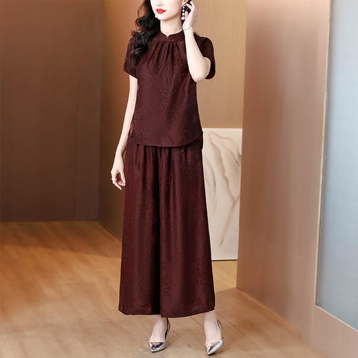 A5293 2025新款高端香云纱真丝桑蚕丝上衣女士套装杭州中式国风妈妈褶皱 商品图1