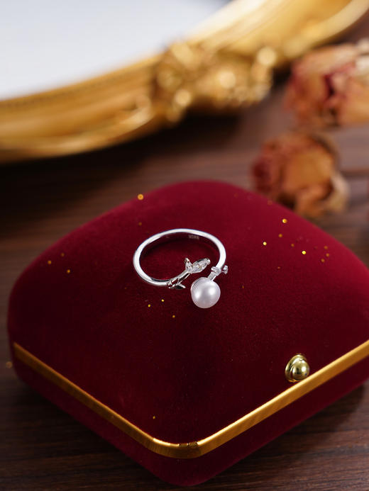 子佩集【叶柔】S925银珍珠戒指【JL071203】珍珠叶子锆石2509 商品图4