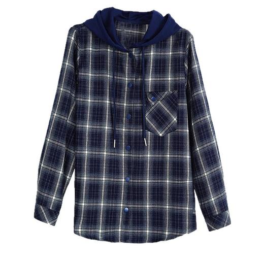 XMZ1091复古格子秋装女士长袖衬衫外套秋冬新款中年妈妈磨毛加厚宽松外套 商品图4