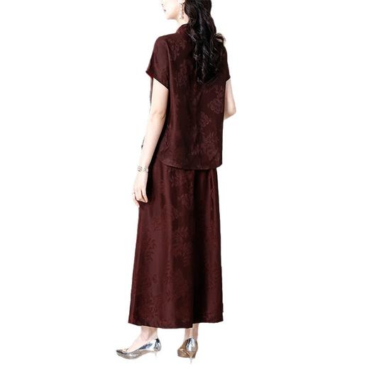 A5293 2025新款高端香云纱真丝桑蚕丝上衣女士套装杭州中式国风妈妈褶皱 商品图4