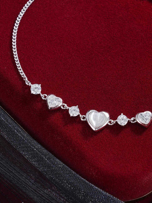 子佩集【心心相映】S925银手链【SL070461】时尚猫眼石爱心2509 商品图1