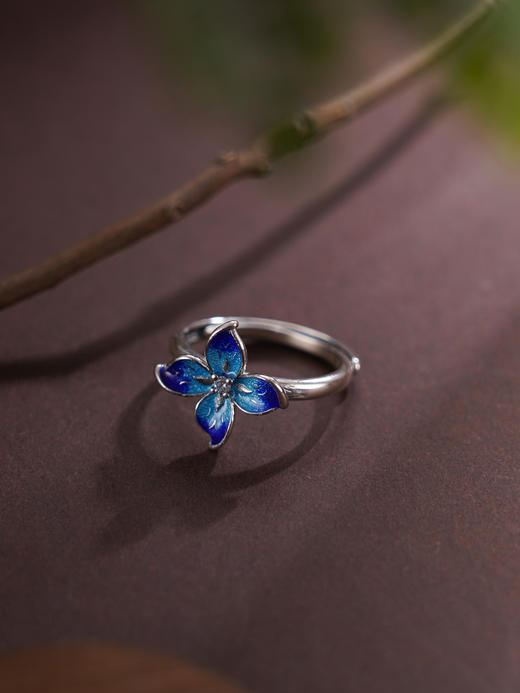子佩集【花开欢愉】S925银戒指【JZ00341】四叶草蓝色珐琅彩2509 商品图2