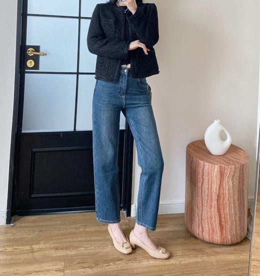 宋茜同款四面弹九分直筒牛仔裤100 商品图1