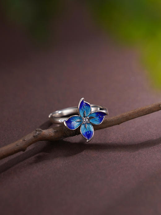 子佩集【花开欢愉】S925银戒指【JZ00341】四叶草蓝色珐琅彩2509 商品图4