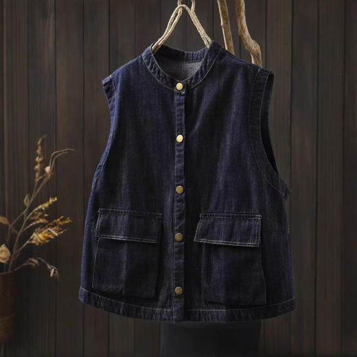 秋季新款 牛仔马甲女款时髦洋气宽松无袖别致叠穿小马夹背心 商品图1