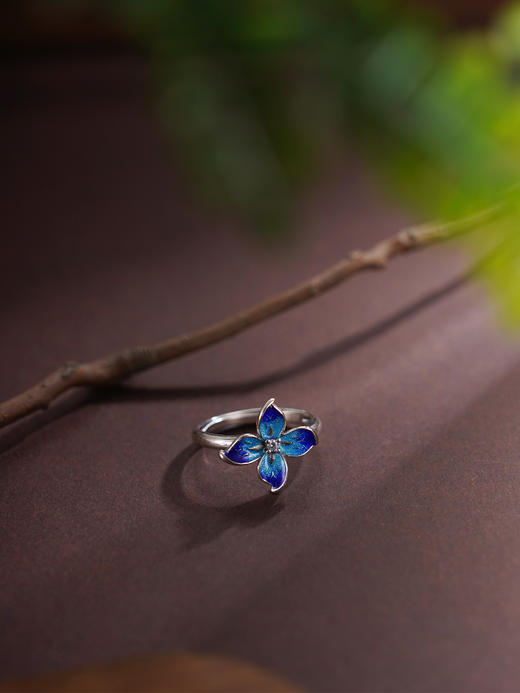 子佩集【花开欢愉】S925银戒指【JZ00341】四叶草蓝色珐琅彩2509 商品图0