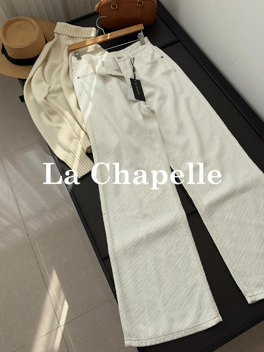 专柜实拍【70%莱赛尔天丝】拉夏贝尔/La Chapelle高品质肌理感宽松显瘦阔腿裤软糯舒适百搭直筒裤天丝牛仔裤 商品图0