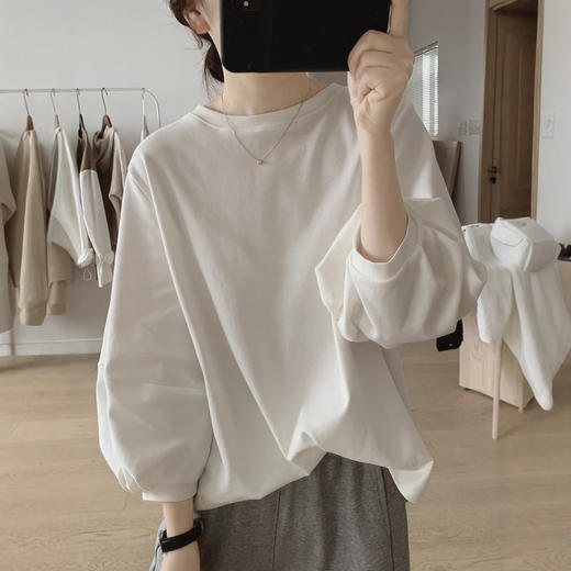 春季新款 宽松减龄显瘦小清新简约七分袖棉质上衣 商品图0