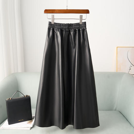 BH25-LNS250822A2025新款真皮半身裙女秋冬气质高腰长裙绵羊皮A字裙 商品图1