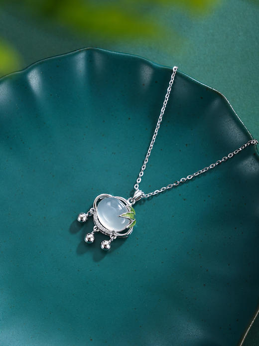 子佩集【竹锁清欢】S925银套链【XL090299】白玉髓锁珐琅彩竹叶项链2509 商品图6