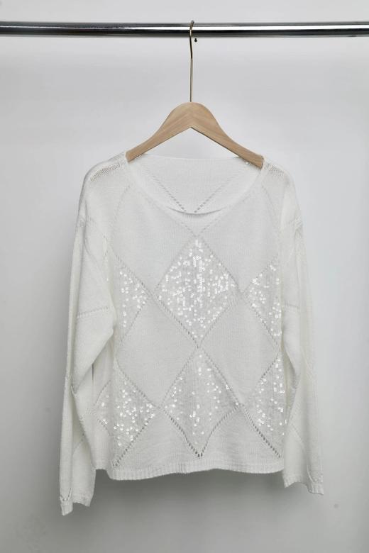 老米优品🎈3-7天发！高端系列《新西兰绵羊毛🐏⭐满天星手工珠片针织衫》微微镂空+绣珠片，犹如坠入满天星河！ 商品图4