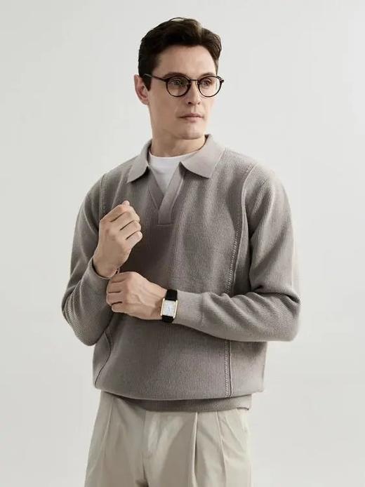 意式老钱剪刀领羊毛针织衫 S0246206 商品图0