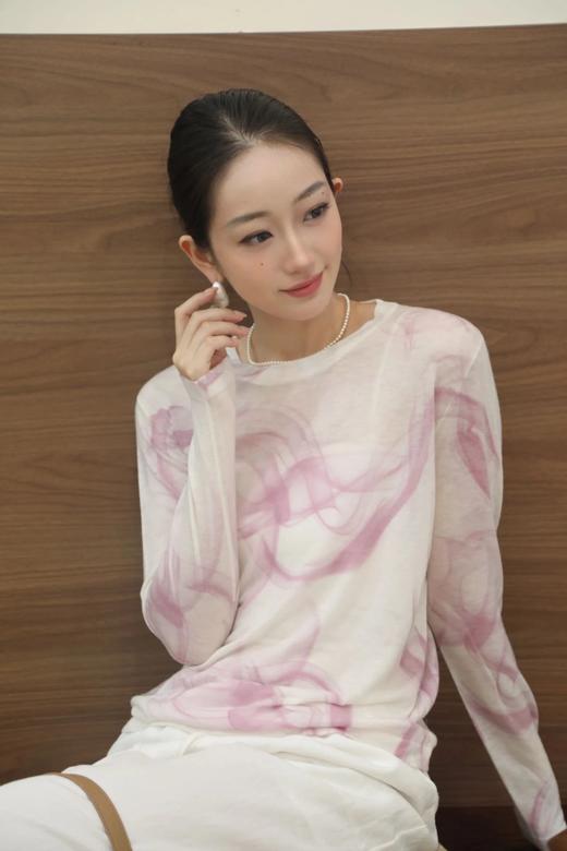 粉色天丝羊毛针织衫 圆领B010115-1/开衫B010115-2 商品图2