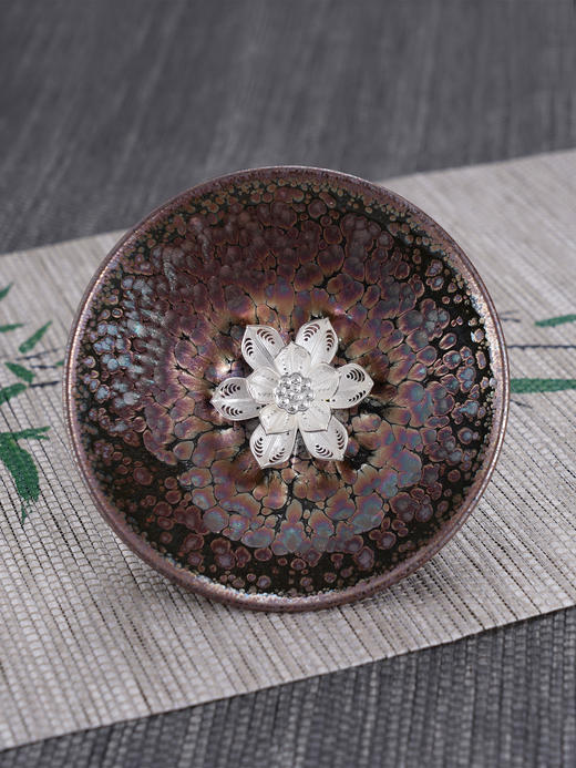 子佩集【娇花照水】S990银摆件【YSYCJ004】茶具品茗杯原创作品茶杯紫花丝莲花2509 商品图6