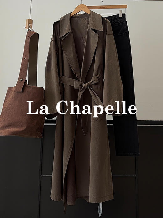 会员福利【100棉！高级气质】拉夏贝尔/La Chapelle极简高级感气质外套早秋全棉挺括有型长款风衣 商品图0