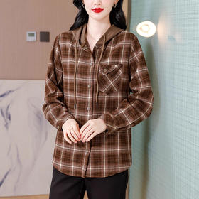 XMZ1091复古格子秋装女士长袖衬衫外套秋冬新款中年妈妈磨毛加厚宽松外套