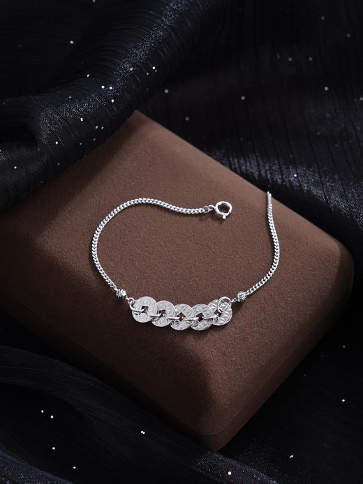 子佩集【五路财源】S925银手链【SL0704188】五连环招财钱币2509 商品图7