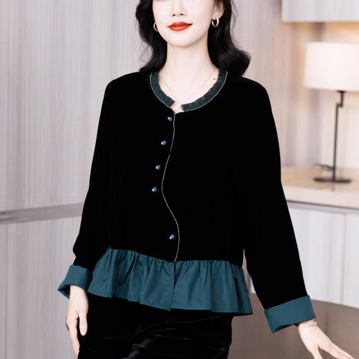 XYG8151 女装2025新中式唐装春秋新款中年妈妈装金丝绒国风上衣 商品图3