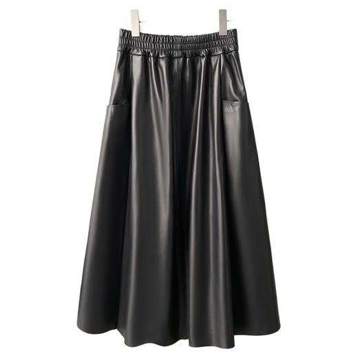 BH25-LNS250822A2025新款真皮半身裙女秋冬气质高腰长裙绵羊皮A字裙 商品图4