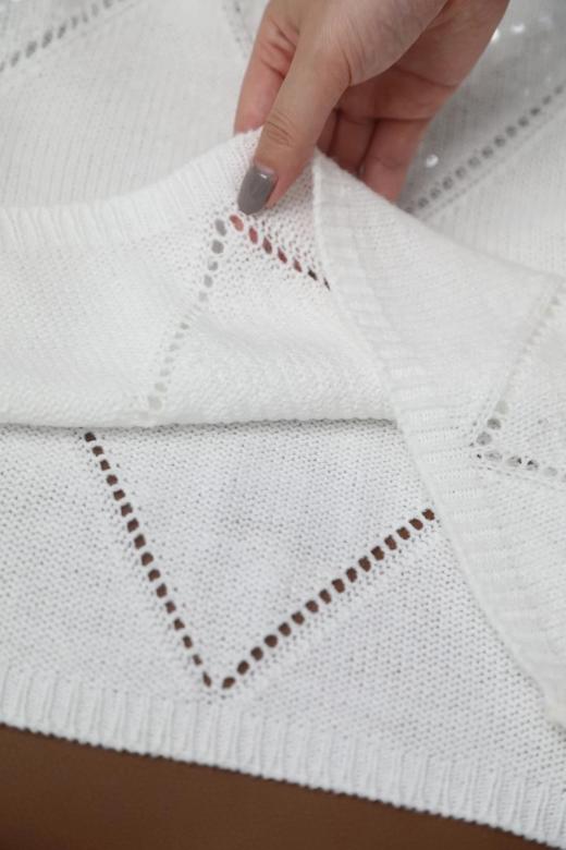 老米优品🎈3-7天发！高端系列《新西兰绵羊毛🐏⭐满天星手工珠片针织衫》微微镂空+绣珠片，犹如坠入满天星河！ 商品图6