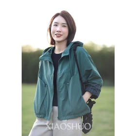 秋季新款 宽松休闲时尚减龄立领连帽短款风衣外套女夹克7170