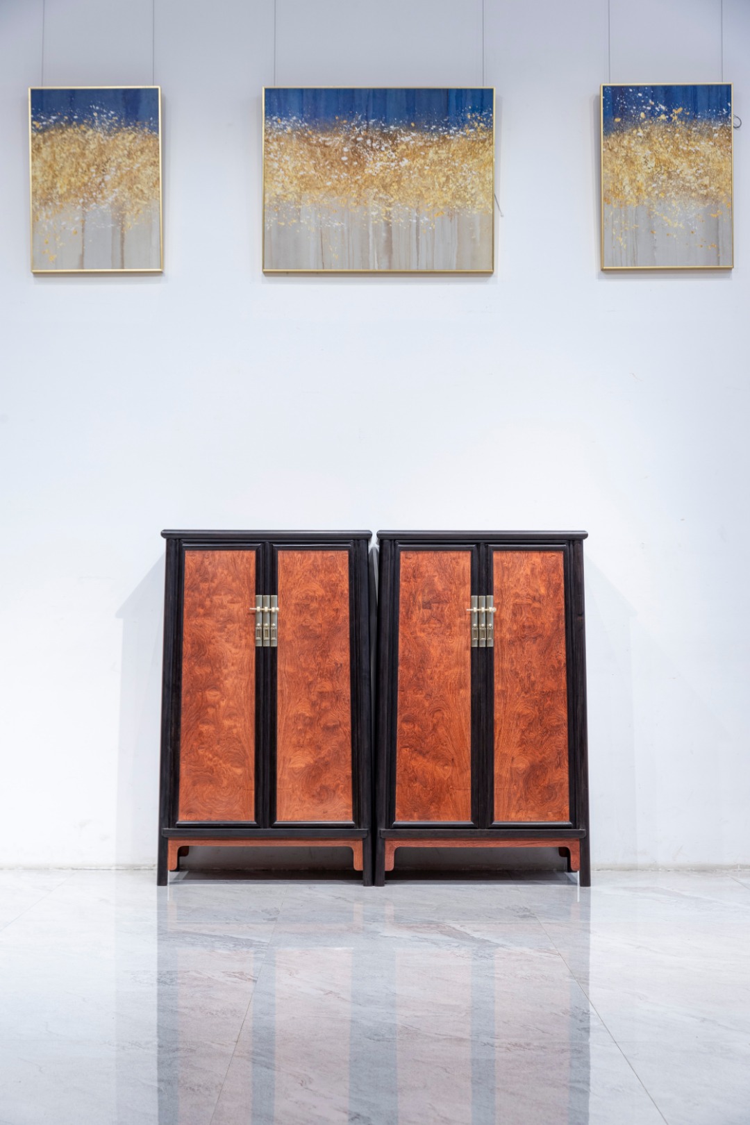 红桥红  家具严选  缅甸花梨（大果紫檀）【嵌紫光檀 125 明式素面 小圆角柜】