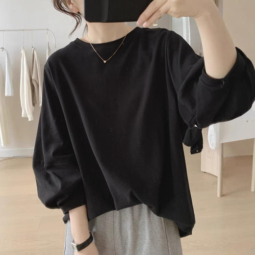 春季新款 宽松减龄显瘦小清新简约七分袖棉质上衣 商品图1