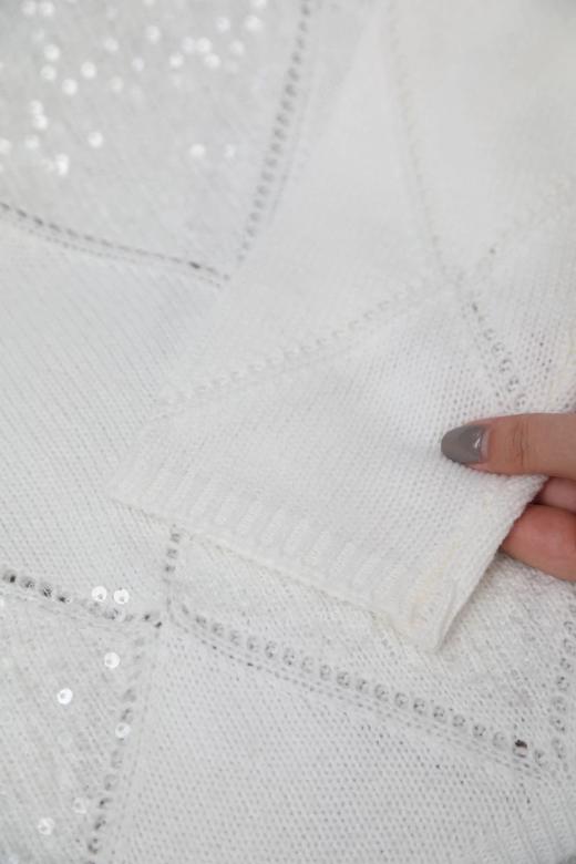 老米优品🎈3-7天发！高端系列《新西兰绵羊毛🐏⭐满天星手工珠片针织衫》微微镂空+绣珠片，犹如坠入满天星河！ 商品图5