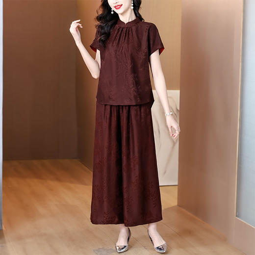 A5293 2025新款高端香云纱真丝桑蚕丝上衣女士套装杭州中式国风妈妈褶皱 商品图2