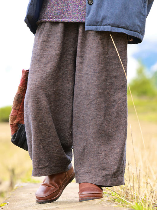 PETIT SCHAN小闪 CLO#921 Buddhist Chanting 梵音 亚麻棉松紧腰萝卜裤打坐裤 商品图5