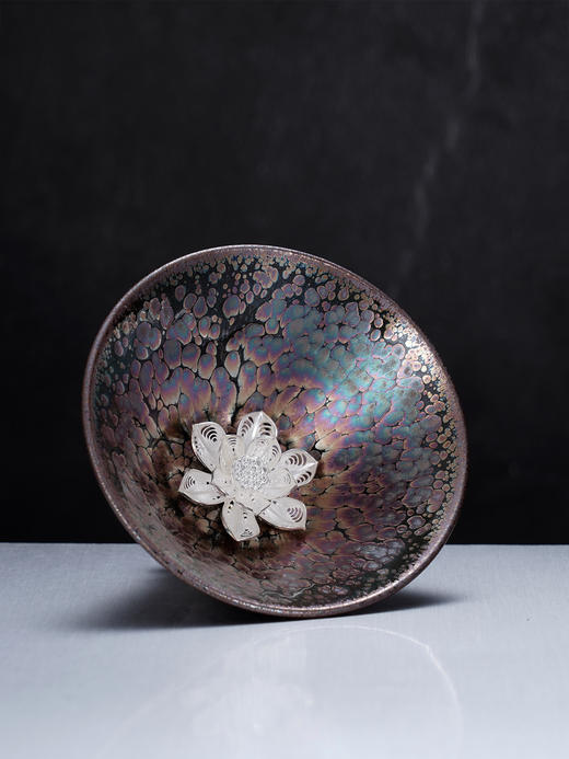 子佩集【娇花照水】S990银摆件【YSYCJ004】茶具品茗杯原创作品茶杯紫花丝莲花2509 商品图3